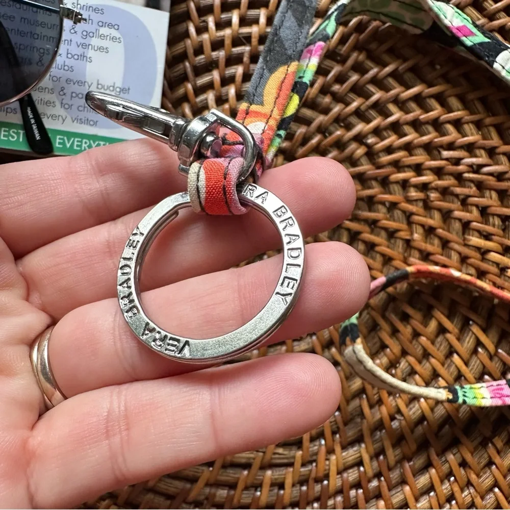 Vera Bradley Multicolor Tangerine Twist Lanyard Clip and Keyring